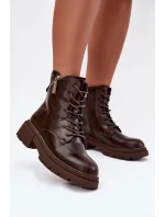 Dámské zateplené kotníkové workery Big Star – hnědé