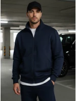 Pánská mikina na zip bez kapuce tmavě modrá BX4567