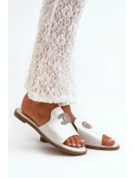 Elegantní Dámské Lesklé Žabky S Ozdobou S.Barski KV27-050 Stříbrné Elegantní Dámské Lesklé Žabky S Ozdobou S.Barski KV27-050 Stříbrné