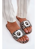 Ploché Dámské Pantofle S Ozdobnou Přezkou Zebra Clariola