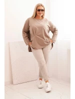 Dámská blůza Plus Size s bavlnou, kapsou a ohrnutým rukávem kiwi