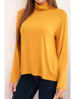 Dámská viskózová blůza s rolákem a dlouhým rukávem hořčicová Dámská viskózová blůza s rolákem a dlouhým rukávem hořčicová