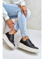 Kožené Dámské Sneakersy Na Platformě S Připínkem Vinceza 89101 Černé