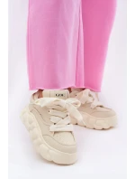 Dámské Kožené Tenisky Na Masivní Platformě GOE RR2N4043 Béžové