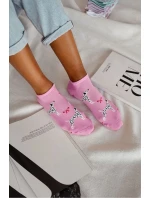 Dámské kotníkové ponožky s dalmatinem – růžové