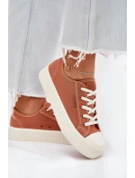 Dámské plátěné tenisky na platformě Big Star – oranžové