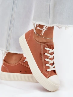 Dámské plátěné tenisky na platformě Big Star – oranžové