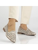 Dámské kožené ažurové polobotky béžové barvy Filippo DP7710