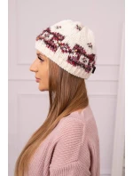 Dámská čepice Otylia K387 ecru+bordeaux