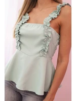 Dámská bavlněná blůza s výstřihem do V a potiskem bílá