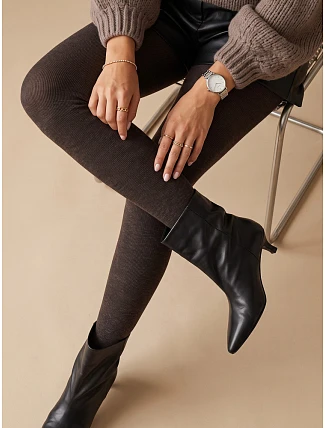 Dámské silné krycí bavlněné punčocháče v čokoládové barvě FashionStreet UY3218
