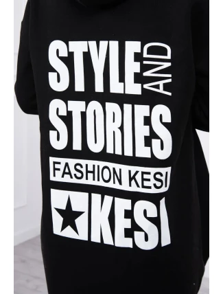 Zateplená mikina s dlouhými zády a kapucí černá