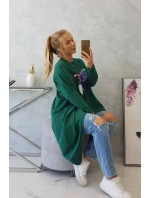 Oversize halenka s potiskem tmavě zelená Oversize halenka s potiskem tmavě zelená