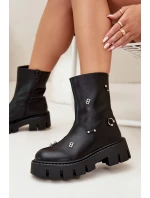 Zateplené dámské boty na zip s ozdobami černé Thavira
