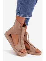 Dámské sandály s vysokým svrškem tmavě béžové Coralya