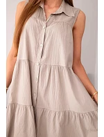 Dámské bavlněné košilové šaty bez rukávů s knoflíky fango