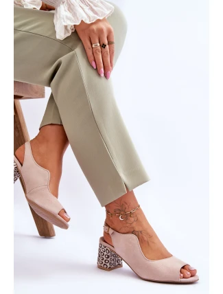Dámské semišové sandály na podpatku Maciejka 05870-04 Béžová Dámské semišové sandály na podpatku Maciejka 05870-04 Béžová