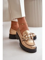 Dámské kožené mokasíny s ozdobou CheBello 4369 béžové