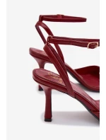 Dámské sandály na jehlovém podpatku z eko kůže - bordó Brisora