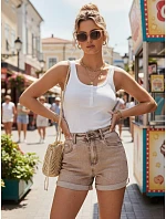 Dámské béžové džínové kraťasy FashionStreet SY0554