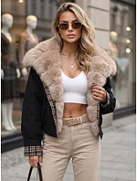 Krátká dámská bunda s odnímatelnou kožešinou, černá, FashionStreet TY5841 Krátká dámská bunda s odnímatelnou kožešinou, černá, FashionStreet TY5841