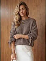Dámský oversize svetr v barvě mokka FashionStreet MY2571 Dámský oversize svetr v barvě mokka FashionStreet MY2571