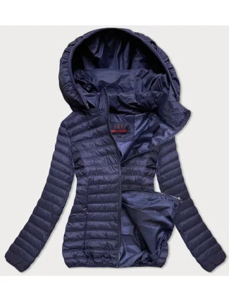 Tmavě modrá prošívaná dámská bunda s kapucí (2021-09) Tmavě modrá prošívaná dámská bunda s kapucí (2021-09)