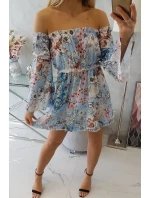 Modré květinové šaty s pruhy