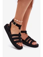 Dámské sandály na platformě se zlatým detailem černé Kartia Dámské sandály na platformě se zlatým detailem černé Kartia