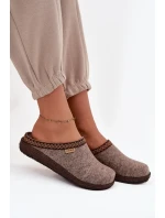 Ženské pantofle s výšivkou Inblu NL000009 tmavě béžové