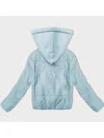 Světle modrá krátká dámská bunda s teplákovou kapucí J Style (16M9236-240) Světle modrá krátká dámská bunda s teplákovou kapucí J Style (16M9236-240)