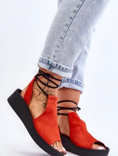 Semišové sandály na klínku Nicole 2743 oranžová