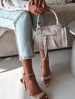 Dámské sandály na podpatku z eko kůže béžové Sedira