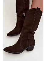 Kožené cowboy boty z semišové kůže s vyhříváním na podpatku Hnědé Radley Kožené cowboy boty z semišové kůže s vyhříváním na podpatku Hnědé Radley