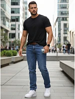 Pánské džíny slim fit s páskem modré FashionStreet UX4485