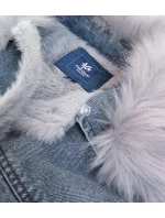 Světle modrá kožešinová džínová bunda (10538)