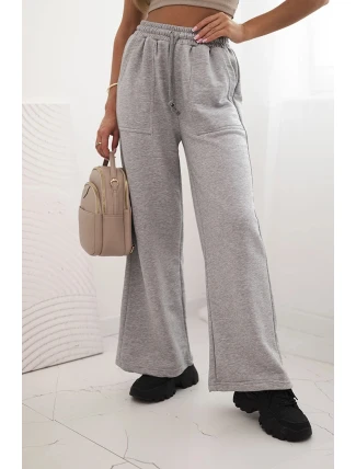 Dámské bavlněné cargo kalhoty s kapsami a řetízkem béžové