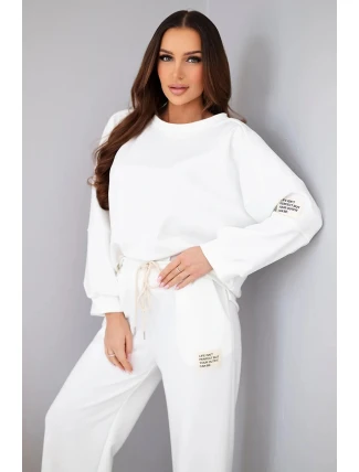 Dámská souprava máslo mikina + kalhoty bílý