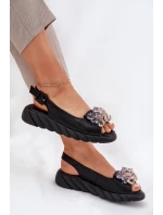 Dámské kožené sandály s krystaly Artiker 54C1628 černé
