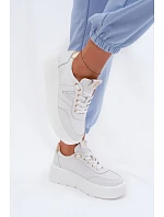 Kožené dámské tenisky na platformě Vinceza 39976 bílé