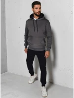 Pánská základní mikina s kapucí v grafitové barvě FashionStreet BX5861