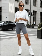 Dámské cyklistické šortky s vysokým pasem, šedé, FashionStreet SY0570 Dámské cyklistické šortky s vysokým pasem, šedé, FashionStreet SY0570