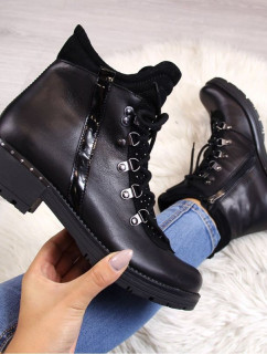 Dolce Pietro W P56 kožené boty se zirkony černé