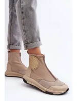 Dámské kožené boty s zipem Maciejka 06297-22 béžové