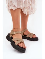 Dámské sandály na platformě z eko kůže khaki Gevinniser