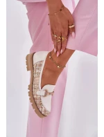 Dámské kožené mokasíny se zlatým detailem Laura Messi – světle béžové