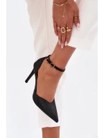 Lesklé dámské lodičky s páskem - černé Joranne