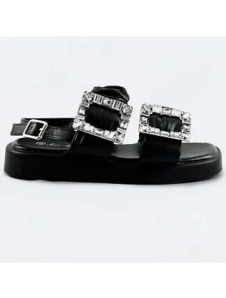 Černé dámské sandály se zirkony (CM-62) Černé dámské sandály se zirkony (CM-62)