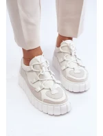 Dámské kožené sportovní boty na platformě M01/1 Zazoo světle béžové