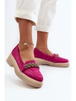 Zazoo 3429/W Dámské semišové mokasíny s ozdobou Fuksie Zazoo 3429/W Dámské semišové mokasíny s ozdobou Fuksie